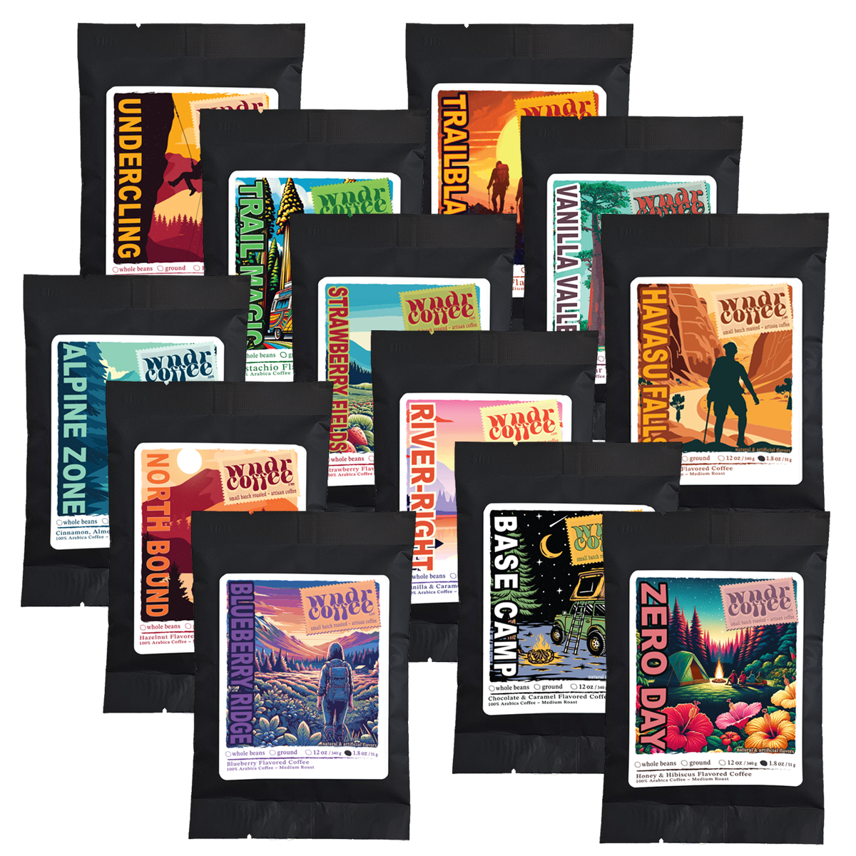 Flavor Exploration Sampler – Flavored Coffee Collection (1.8oz Bags)