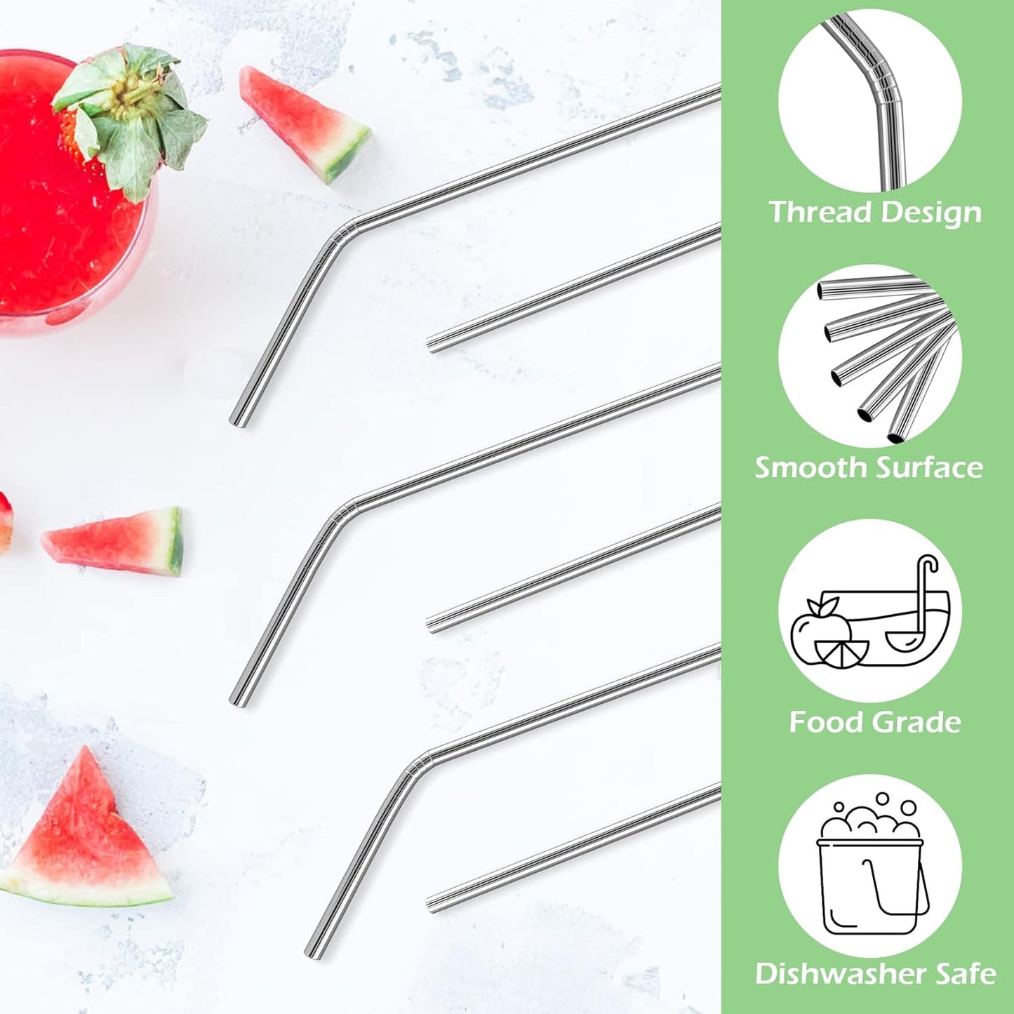 Stainless Steel Straw, Reusable Metal Straw for 30 oz & 20 oz Tumblers Cups, Mugs, Cold Beverages