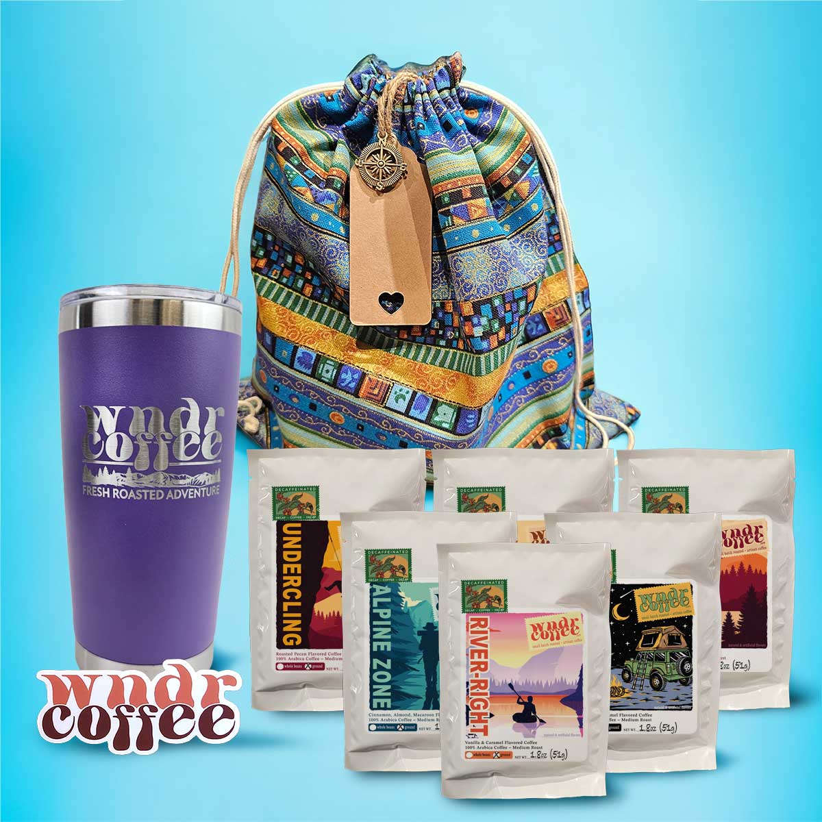Gift-Set-1.8oz-flavored-decaf-darkpurple-tumbler-logosticker