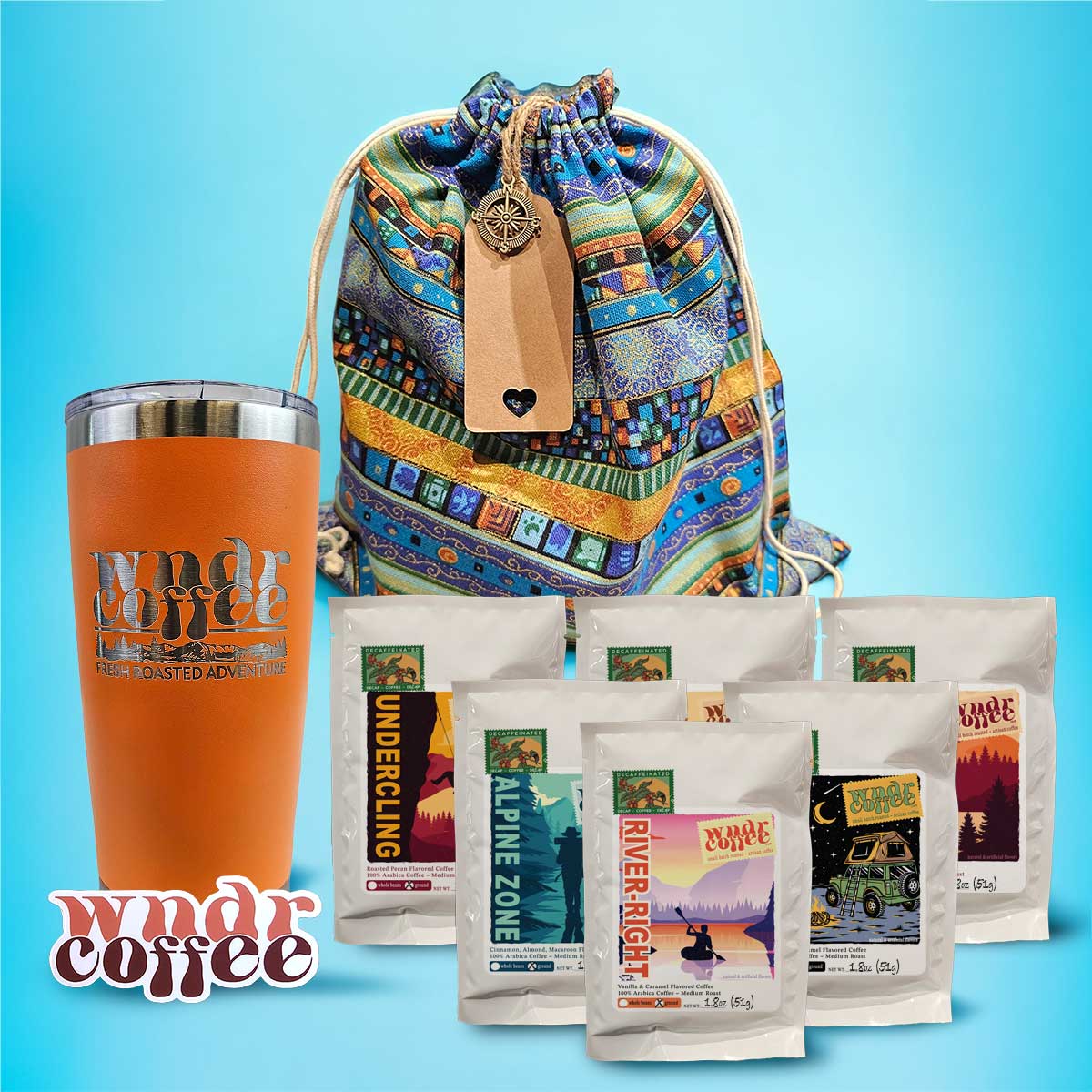 Gift-Set-1.8oz-flavored-decaf-orange-tumbler-logosticker