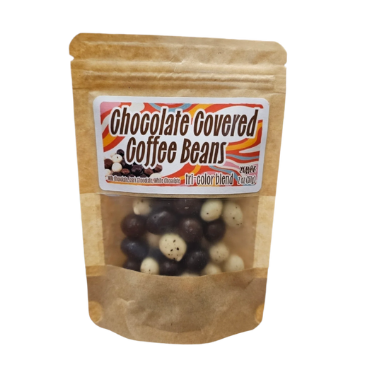 Tri-Color Chocolate Covered Coffee Beans - 2oz Bag