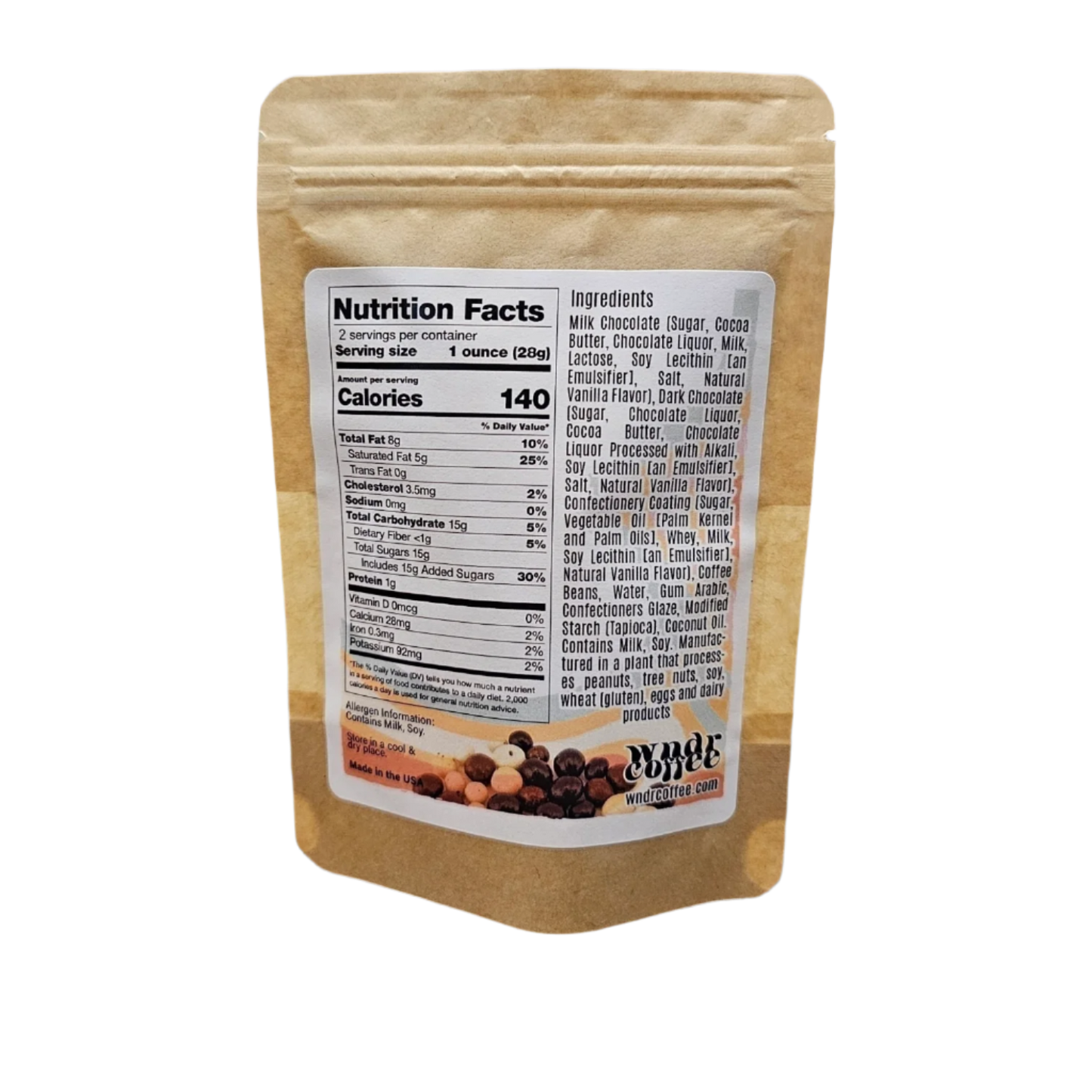 Tri-Color Chocolate Covered Coffee Beans - 2oz Bag