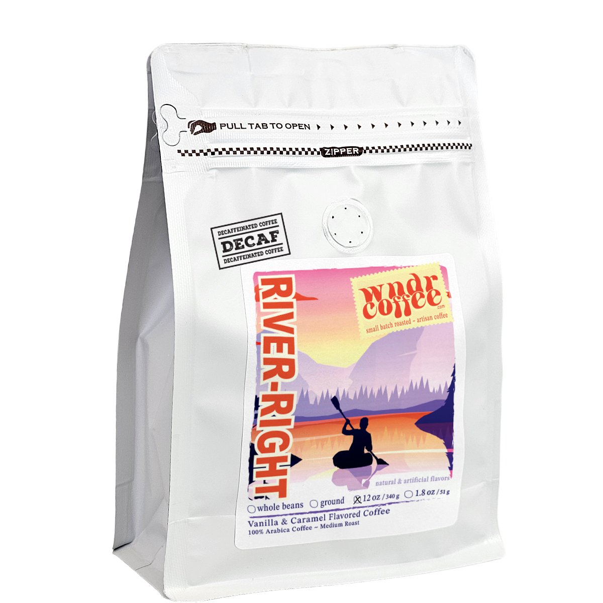 DECAF-12oz-bag-River-Right-Flavored-Coffee